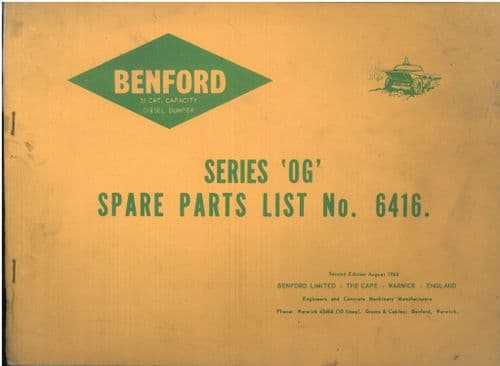 Benford Dumper Model OG Parts Manual