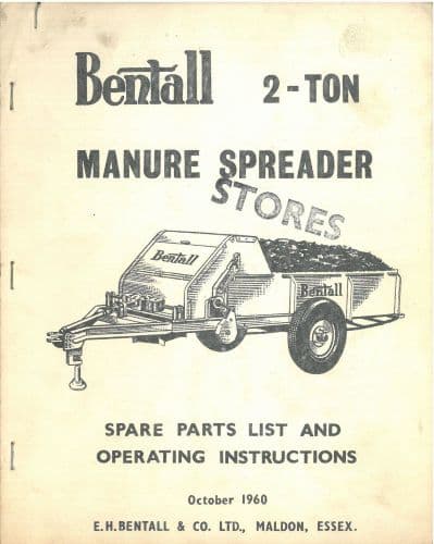 Bentall Manure Spreader 2 - Ton Operator & Parts Manual