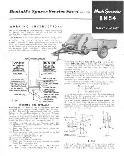 Bentalls Muck Spreader BMS4 Operators Manual with Parts List