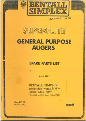Bentalls Simplex General Purpose Augers Parts Manual