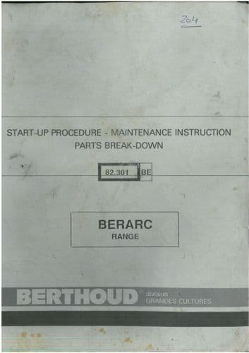 Berthoud Sprayer Berarc Range Operators Manual & Parts List