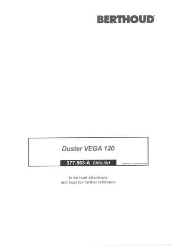Berthoud Sprayer Duster VEGA 120  Operators Manual