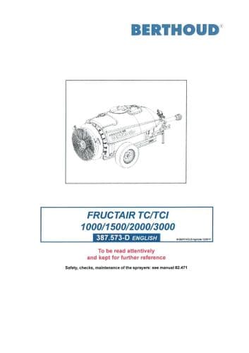 Berthoud Sprayer Fructair TC TCI 1000 1500 2000 3000 Operators Manual