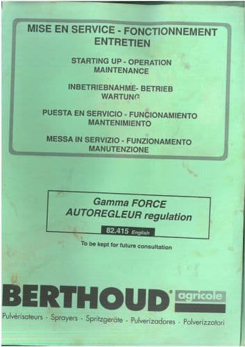 Berthoud Sprayer Gamma Force Operators Manual