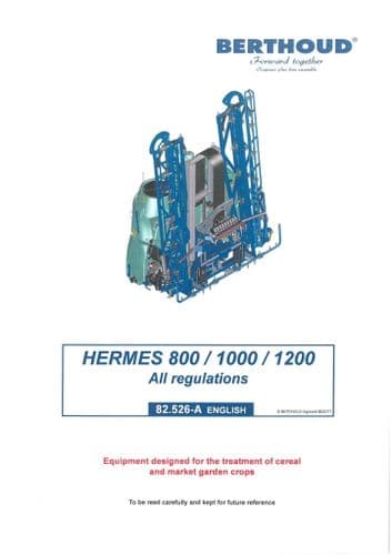 Berthoud Sprayer Hermes 800 1000 1200  Operators Manual