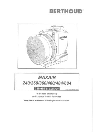 Berthoud Sprayer Maxair 240 260 360 460 484 684 Operators Manual