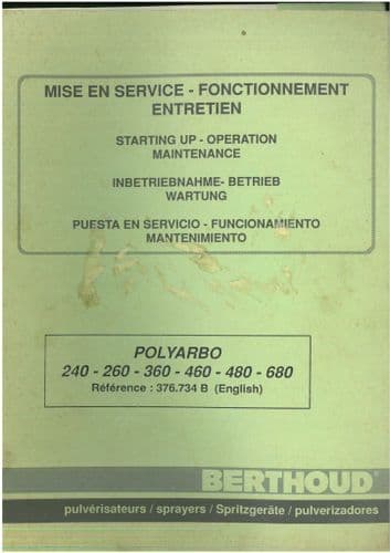 Berthoud Sprayer Polyarbo 240 260 360 460 480 680 Operators Manual