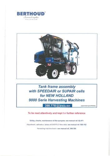 Berthoud Sprayer Speedair Supair Tank Frame Assembly Operators Manual
