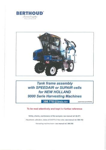 Berthoud Sprayer Speedair Supair Tank Frame Assembly Operators Manual