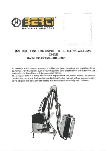 Bertie Hedge Trimmer Model FB G 250 300 380 Operators Manual