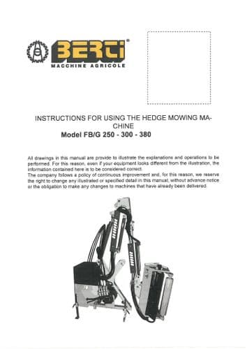 Bertie Hedge Trimmer Model FB G 250 300 380 Operators Manual