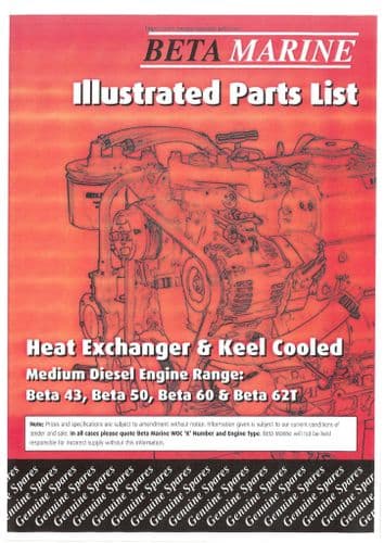 Beta Marine Medium Diesel Engine Beta 43 50 60 62T Parts Manual