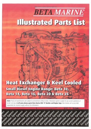 Beta Marine Small Diesel Engine BETA 10 14 16 20 25 Parts Manual