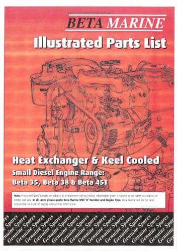 Beta Marine Small Diesel Engine BETA 35 38 45T Parts Manual