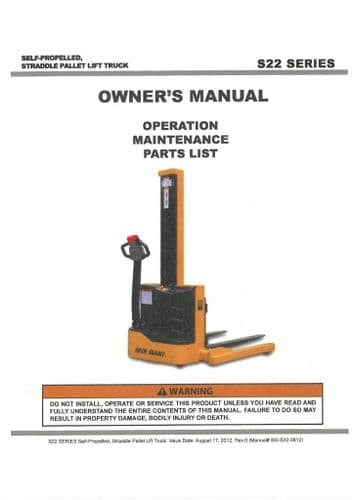 Big Joe Pallet Lift Truck S22 Operators Manual