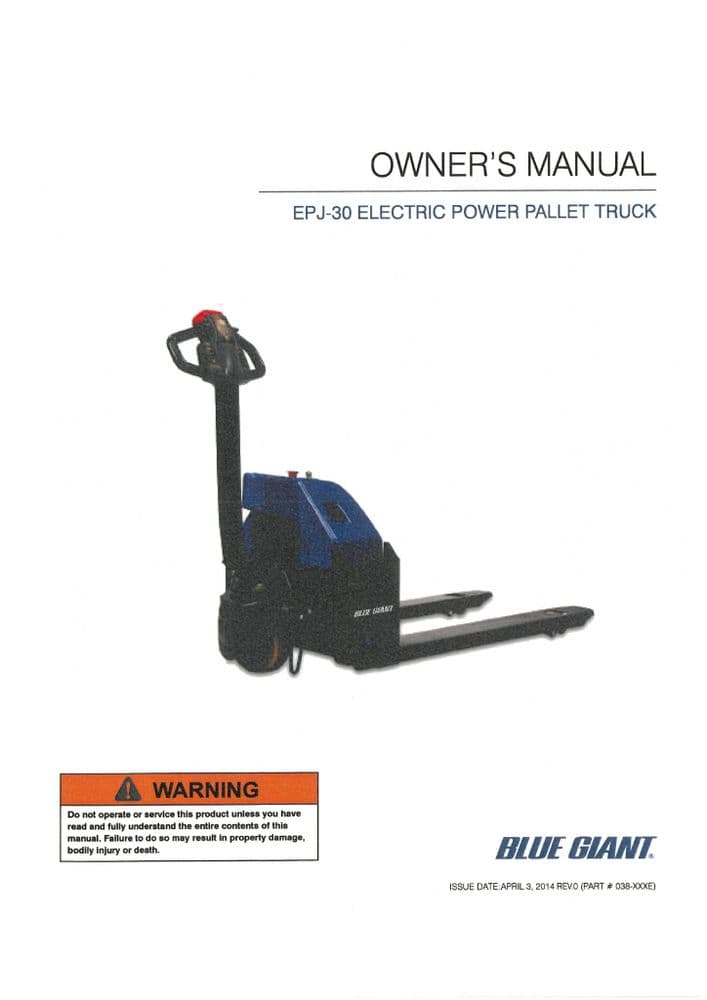 Big Joe Pallet Truck EPJ30 Operators Manual