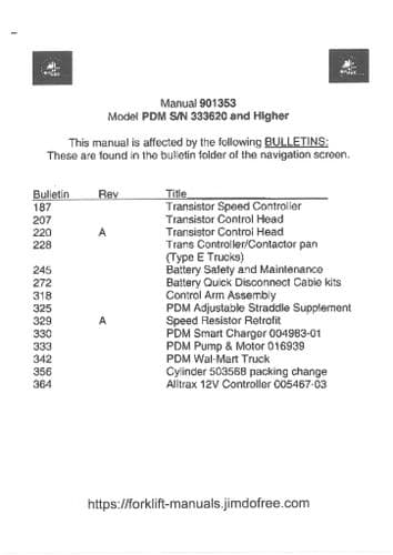 Big Joe Power Driven Medioum Duty Lift Truck Series PDM Operator Manual with Parts List