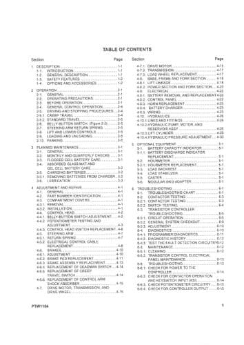 Big Joe PTW Pallet Truck Service Manual