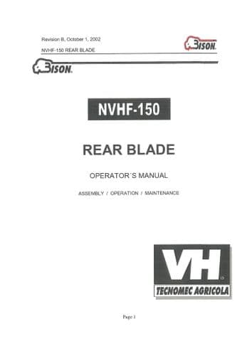 Bison Rear Blade NVHF150 Operators Manual