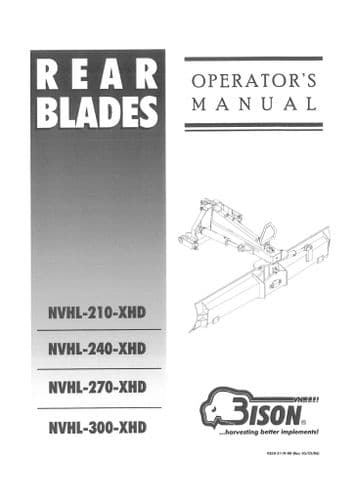 Bison Rear Blade NVHL210XHD NVHL240XHD NVHL270XHD NVHL300XHD Operators Manual