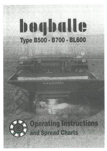 Bogballe Fertiliser Spreader B500 B700 BL600 Operators Manual and Spreading Charts