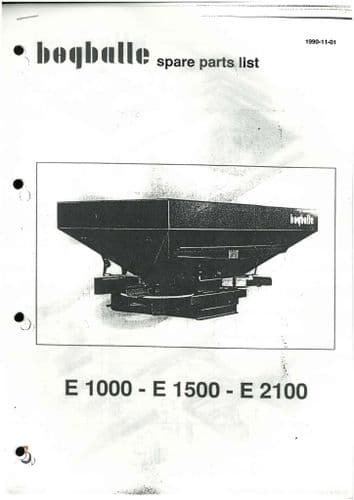 Bogballe Fertiliser Spreader E1000 E1500 E1200  Parts Manual