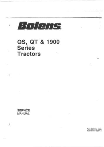 Bolens Tractor Series QS, QT & 1900 Workshop Service Manual