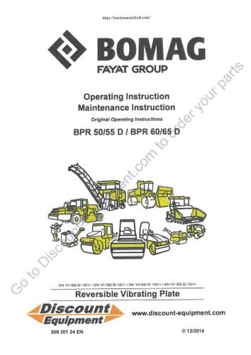 Bomag Reversible Vibratory Plate BPR 50-55D BPR 60-65D Operators Manual