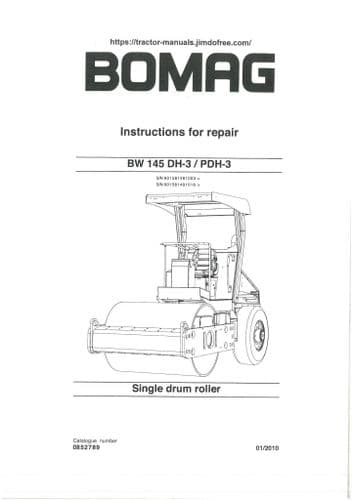 Bomag Single Drum Roller BW145 DH-3 PDH-3 Workshop Repair Manual