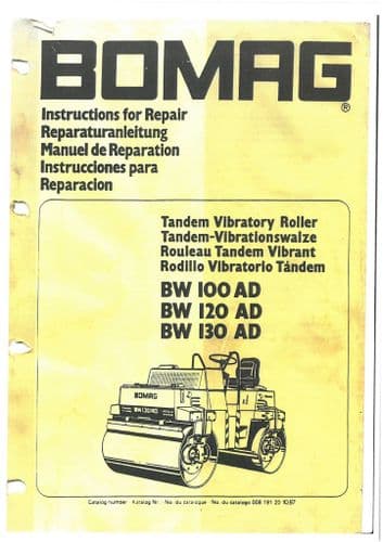Bomag Tandem Vibrating Roller BW100AD BW120AD BW130AD Workshop Service Repair Manual