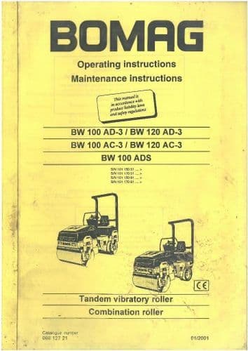 Bomag Tandem Vibrating Roller, Combination Roller BW100AD-3, BW100AC-3, BW120AD-3, BW120AC-3,