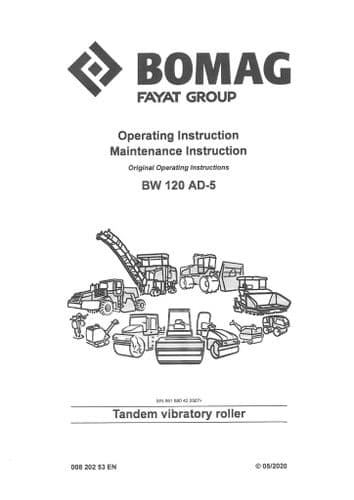 Bomag Tandem Vibratory Roller BW120AD-5 Operators Manual