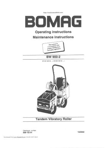 Bomag Tandem Vibratory Roller BW900-2 Operators Manual