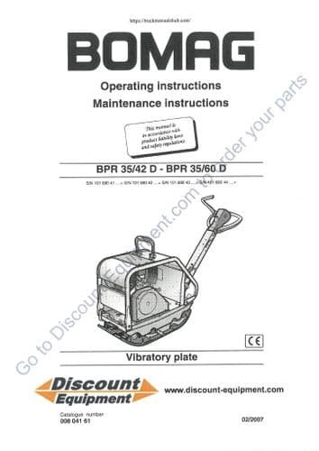 Bomag Vibratory Plate BPR 35-42D BPR 35-60D Operators Manual