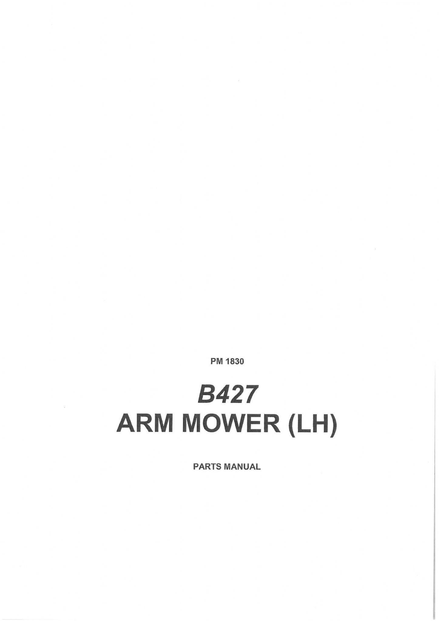 Bomford Arm Mower B427 Parts Manual