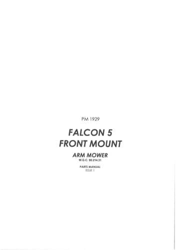 Bomford Arm Mower Front mount Falcon 5 Parts Manual