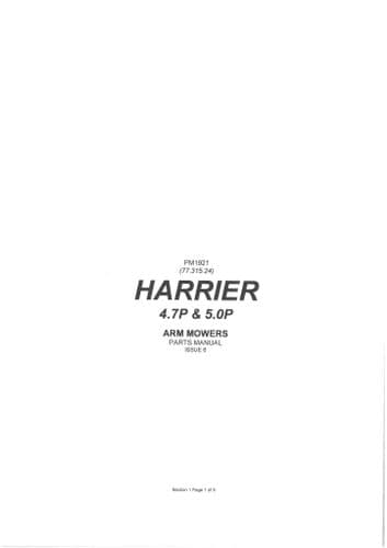 Bomford Arm Mower Harrier 4.7P & 5.0P Parts Manual
