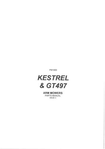Bomford Arm Mower Kestrel & GT497 Parts Manual