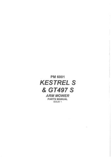 Bomford Arm Mower Kestrel S & GT497S Parts Manual