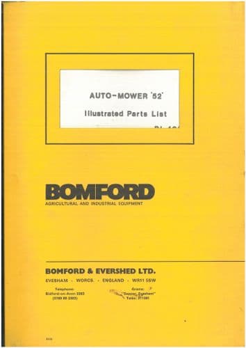 Bomford Auto Mower 52 Parts Manual