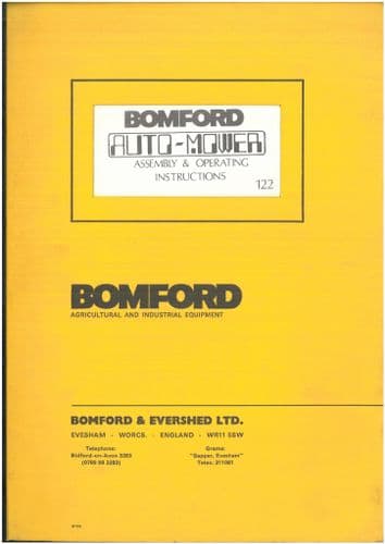 Bomford Auto Mower Operators Manual and Spare Parts List