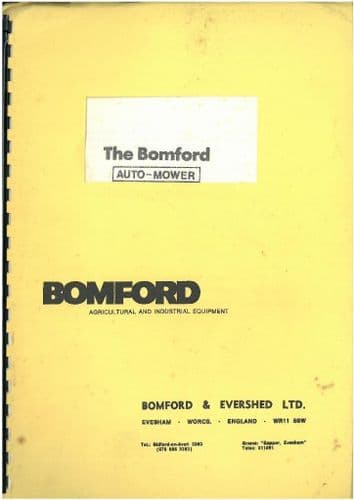 Bomford Auto Mower Parts Manual