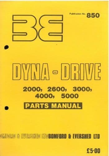 Bomford Dyna Drive 2000 2600 3000 4000 5000 Parts Manual - Dynadrive Cultivator