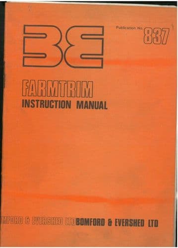 Bomford Farmtrim 122 126 127 819 837 842 Operators Manual