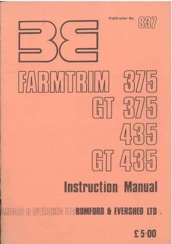 Bomford Farmtrim 375, GT375, 435, GT435 Hedgetrimmer Operators Manual - GT
