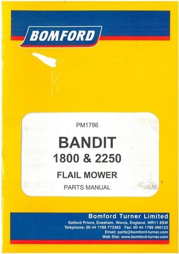 Bomford Flail Mower Bandit 1800 & 2250 Parts Manual