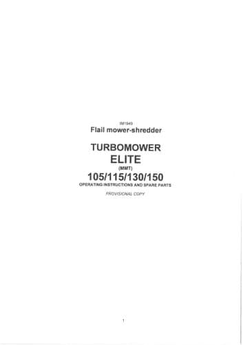Bomford Flail Mower Shredder Turbomower Elite 105 115 130 150 Ops and Parts