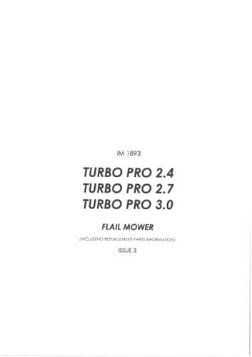 Bomford Flail Mower Turbopro 2.4 2.7 3.0 Parts Manual