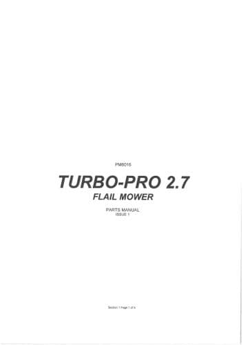 Bomford Flail Mower Turbopro 2.7 Parts Manual