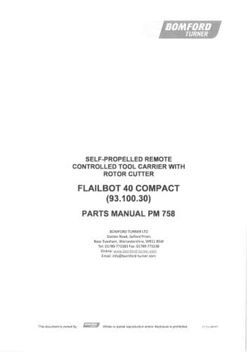 Bomford Flailbot 40 Compact Parts Manual